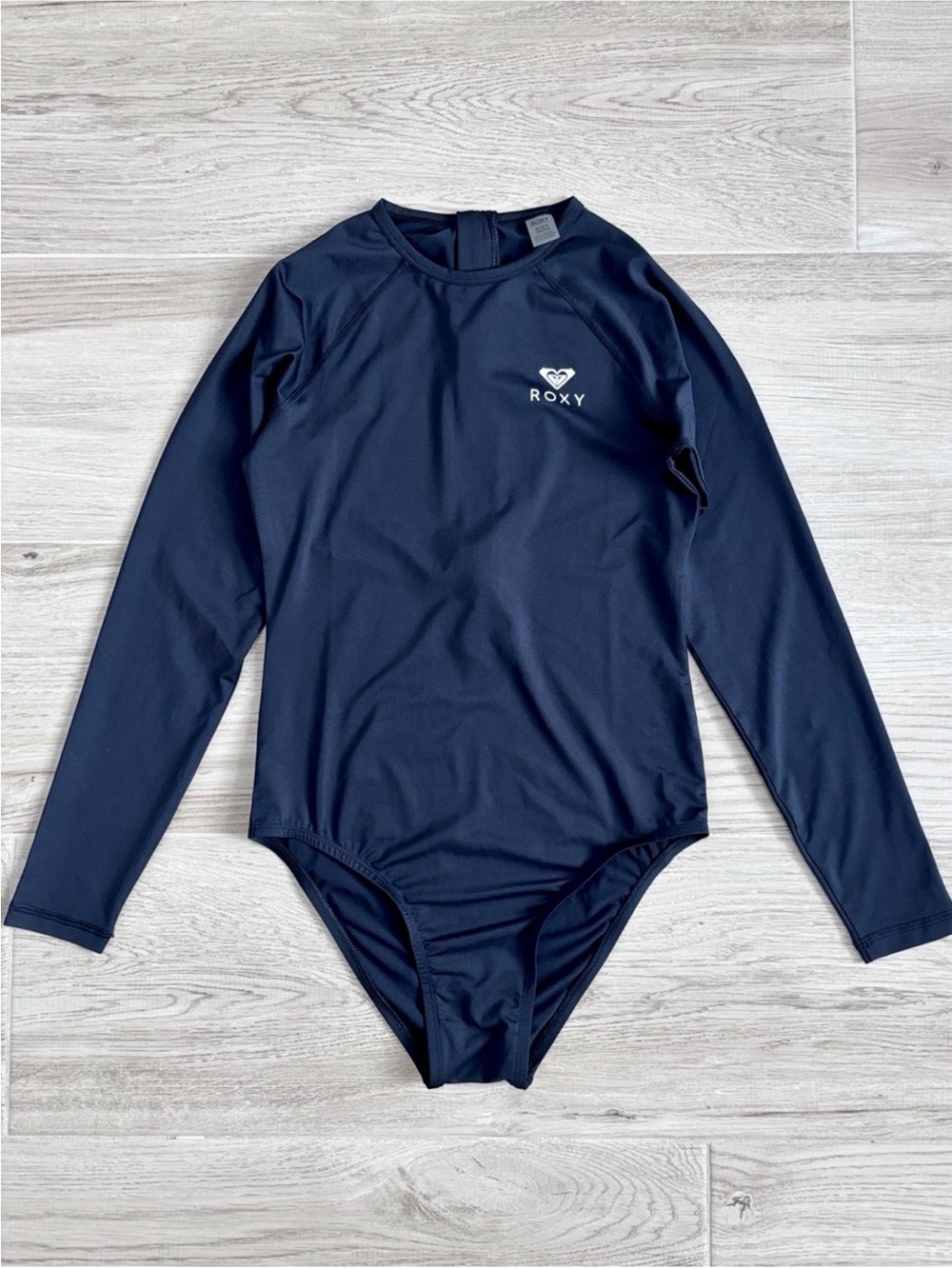 Roxy Essentials Back Zip Long Sleeve Logo Surf Swimsuit Black Women’s Medium